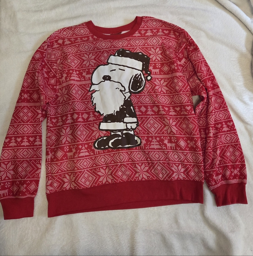 Women's Red Holiday Snoopy Graphic Sweater